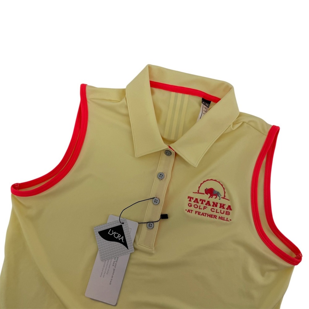 Adidas Climalite Sleeveless Golf Polo Sunflared‎ Yellow Collared Women's Small - Picture 3 of 11